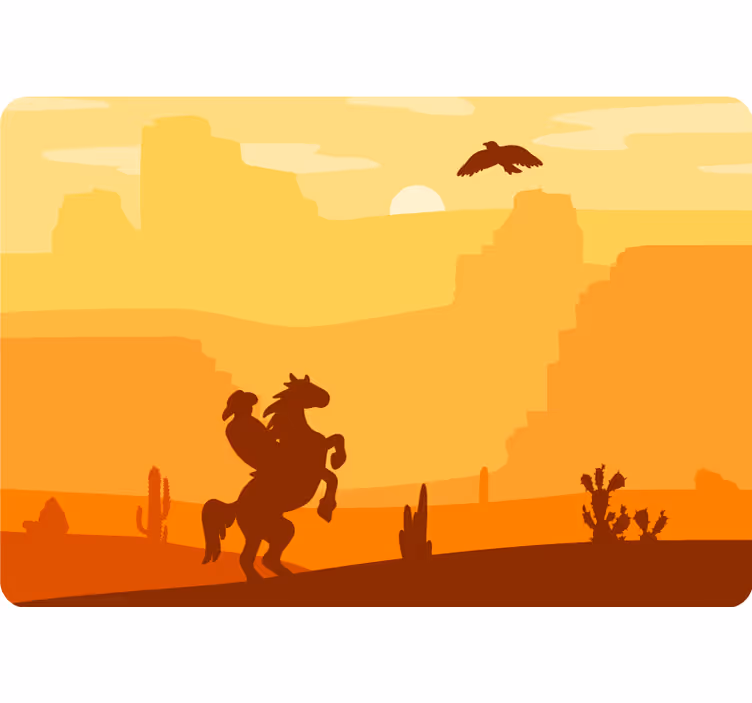Desert wall mural cowboy landscape laptop - TenStickers