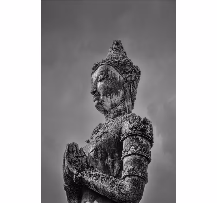 Buddha wall mural gray buddha design - TenStickers