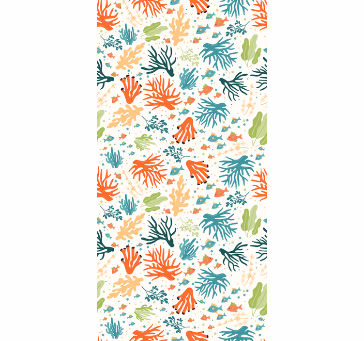 Bathroom wall mural colorful coral door - TenStickers