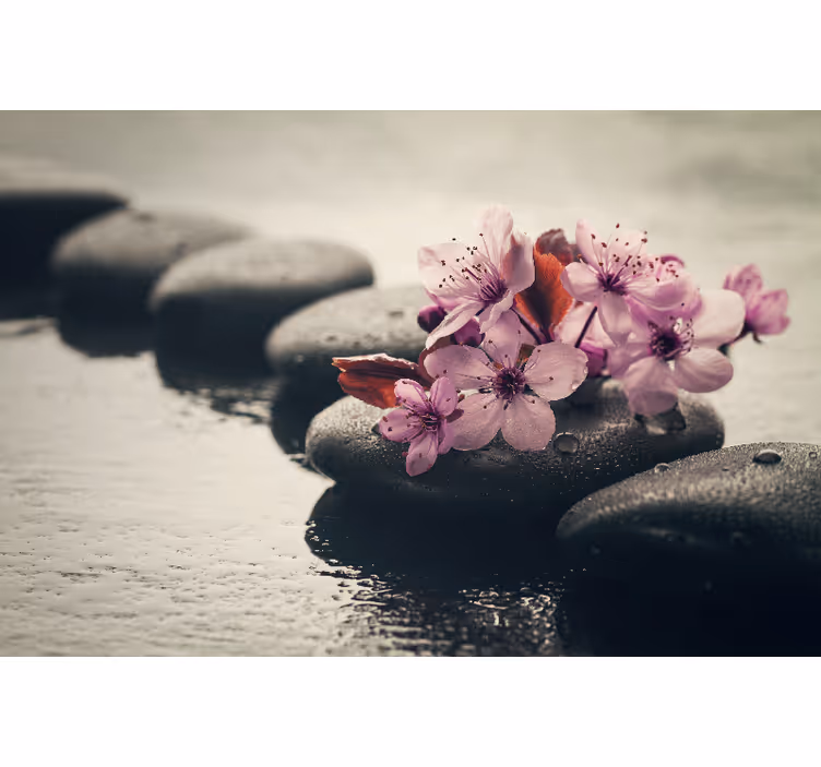 Zen flowers bathroom wall mural - TenStickers