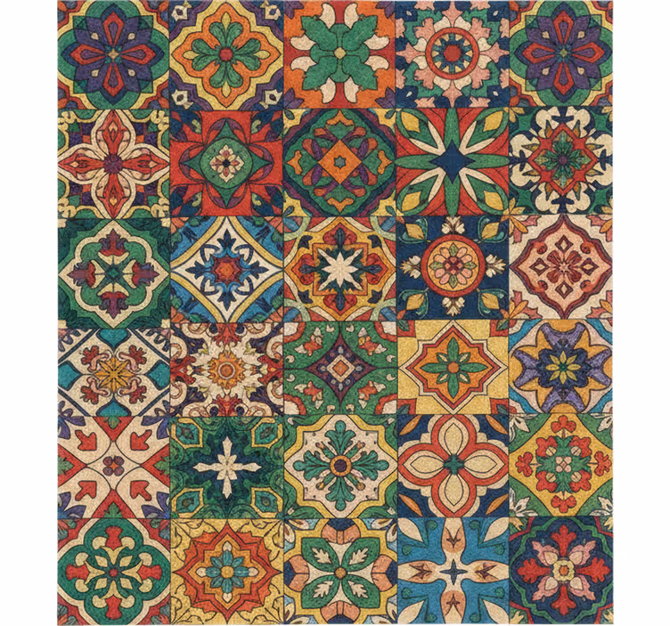 Kitchen wall mural colorful tiles design - TenStickers