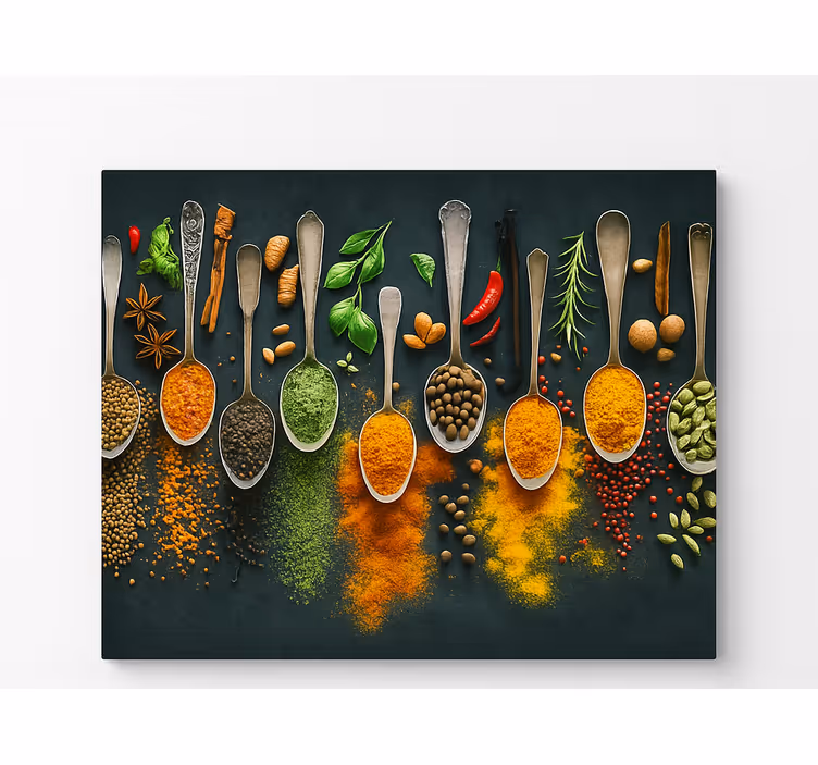 Kitchen wall mural spices on spoons - TenStickers