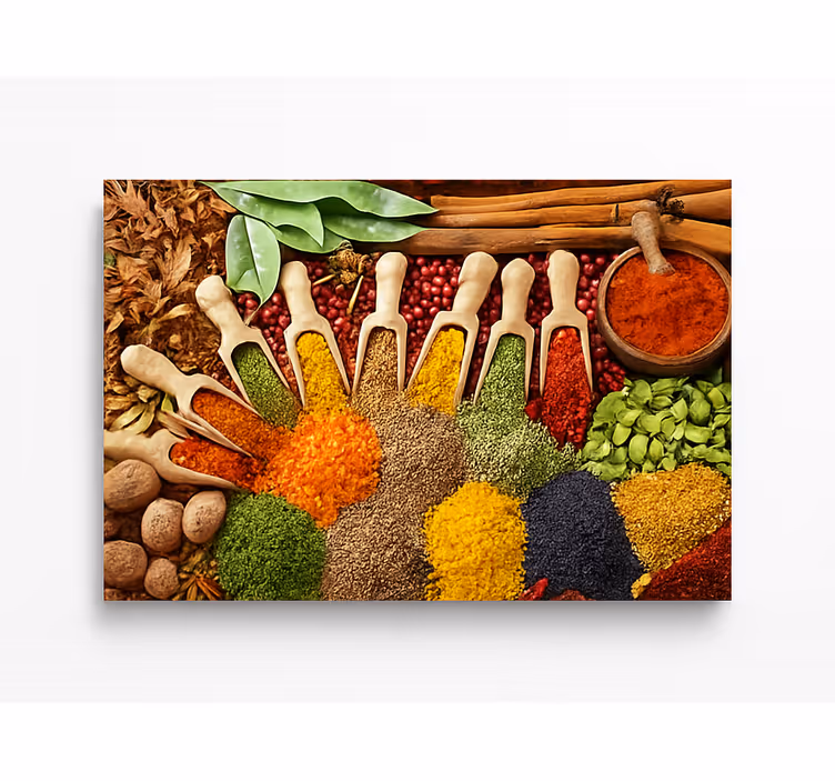 Kitchen wall mural featuring realistic spice design - TenStickers