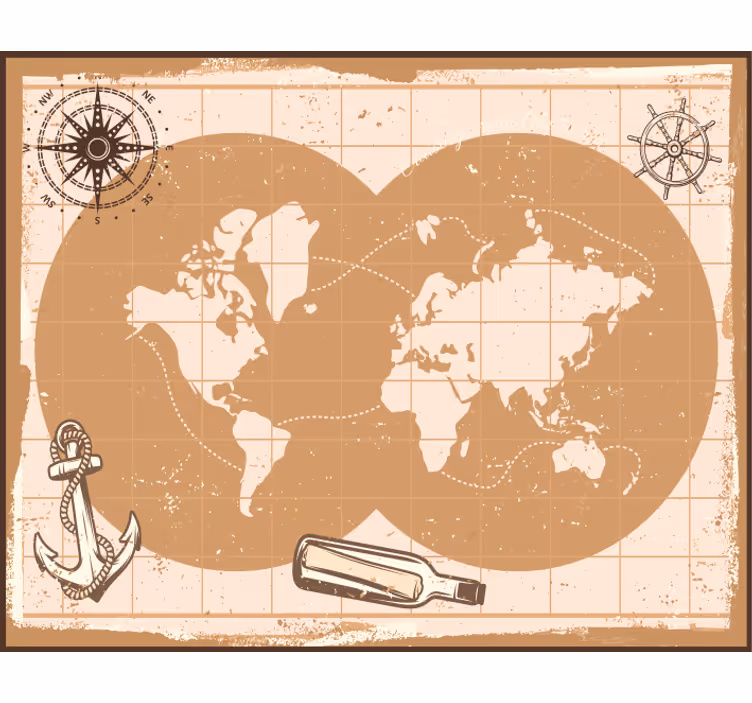 Beige wall mural classy world map mousepad - TenStickers