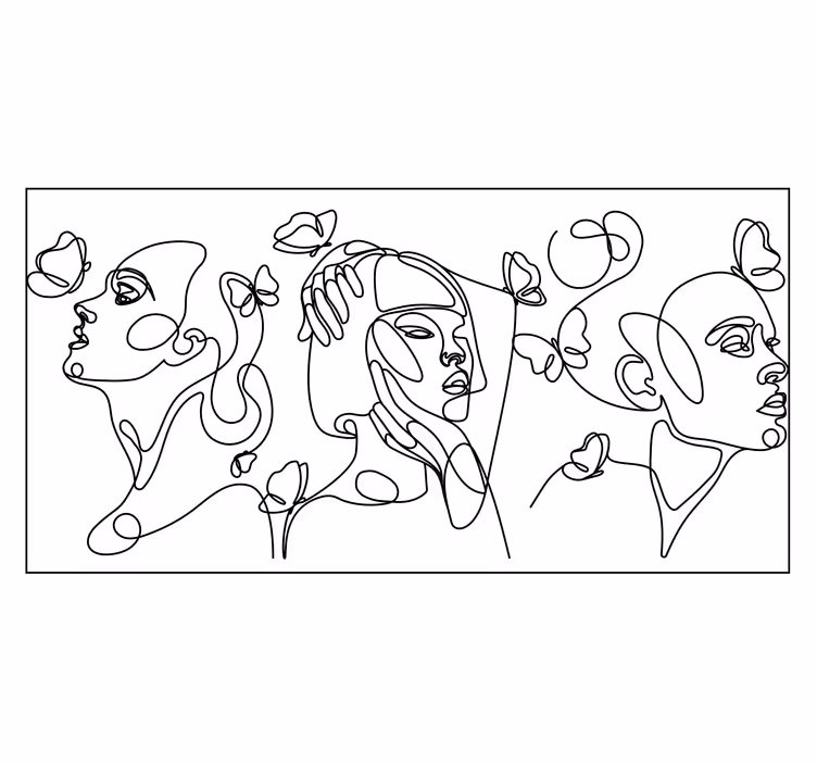 White wall mural three women silhouette vinyl rug 3 - TenStickers