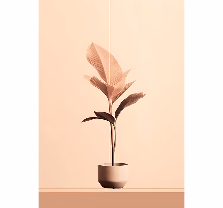 Beige wall mural vertical plant in beige tones - TenStickers