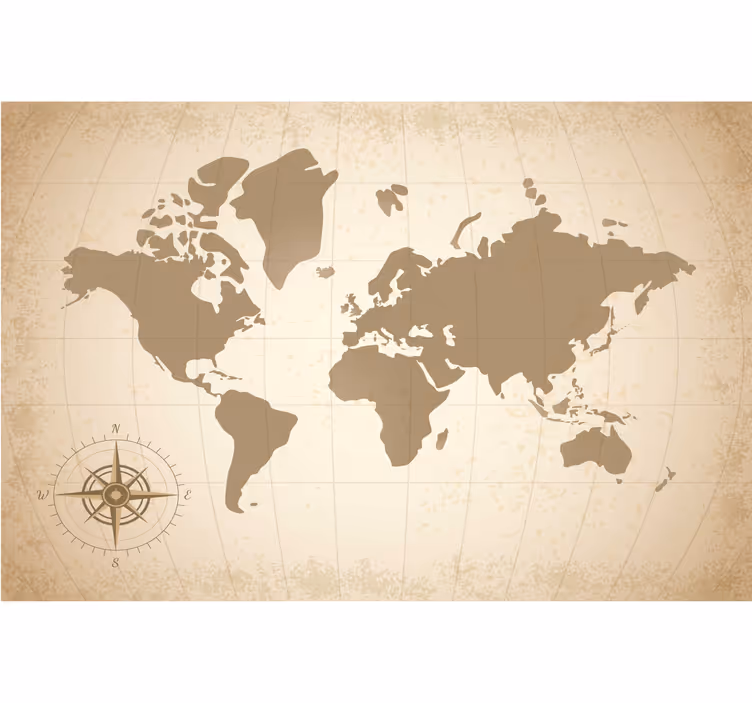 Beige wall mural world map antique style - TenStickers