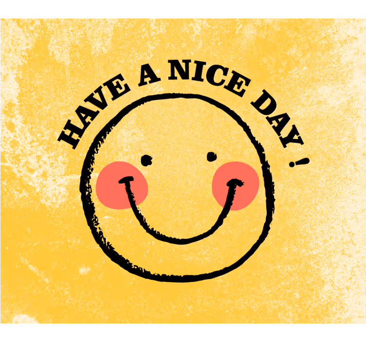 Yellow wall mural with happy face design - TenStickers