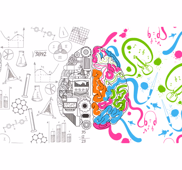 White wall mural duo brain design - TenStickers
