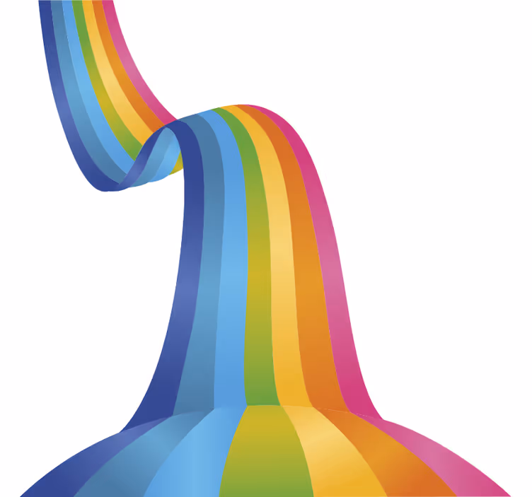 White wall mural rainbow wave vinyl decor - TenStickers