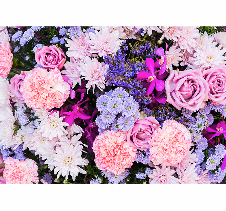 Pink wall mural with vibrant blossoms - TenStickers