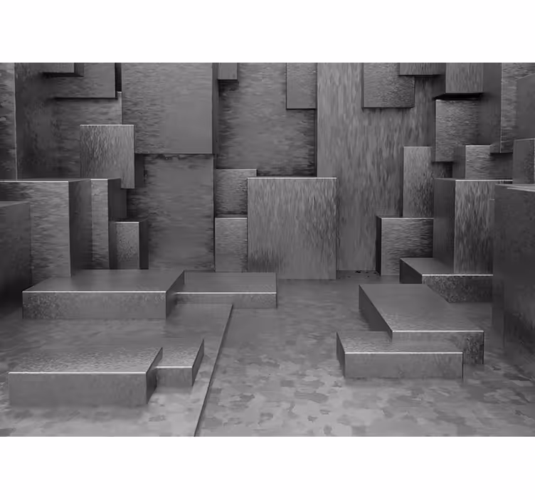 Grey wall mural geometric abstract shapes - TenStickers