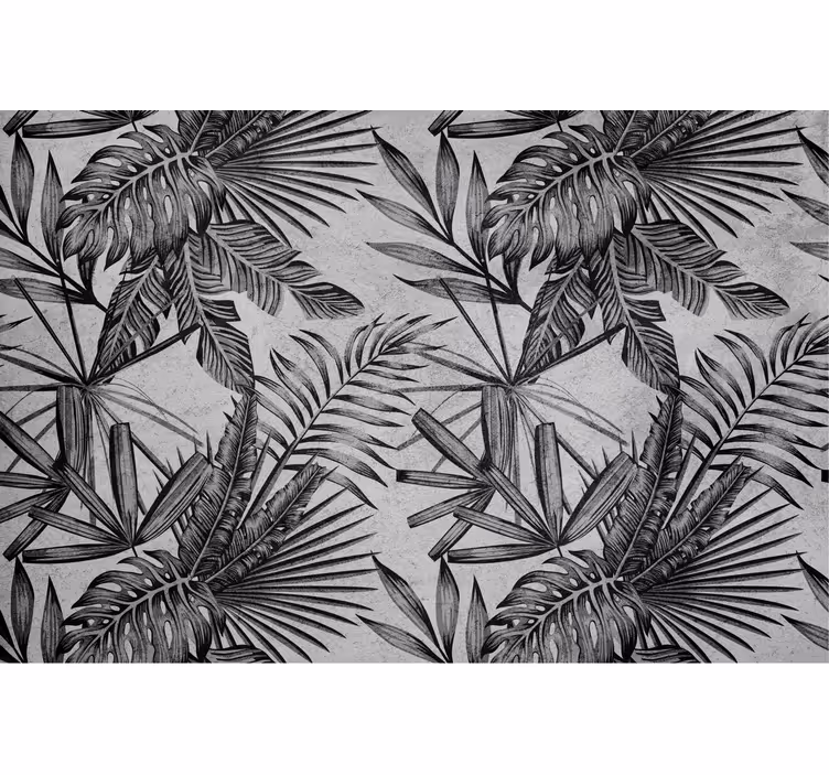 Grey wall mural with concrete plants design - TenStickers