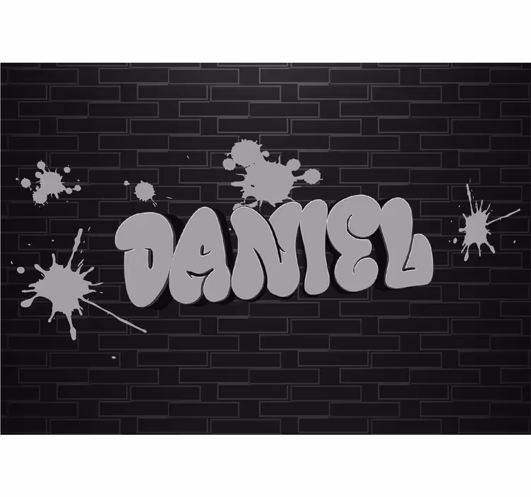 Black wall mural personalized with name graffiti - TenStickers