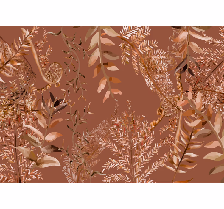 Terracotta wall mural with lush foliage design - TenStickers