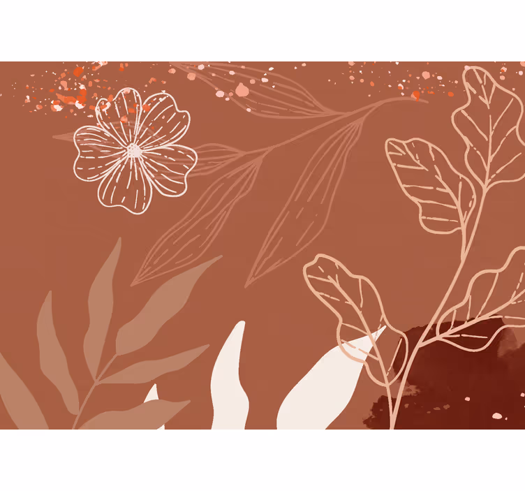 Terracotta wall mural minimalistic leaves design - TenStickers