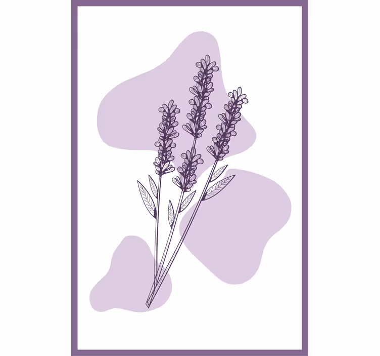 Purple wall mural featuring lavender plant drawing - TenStickers