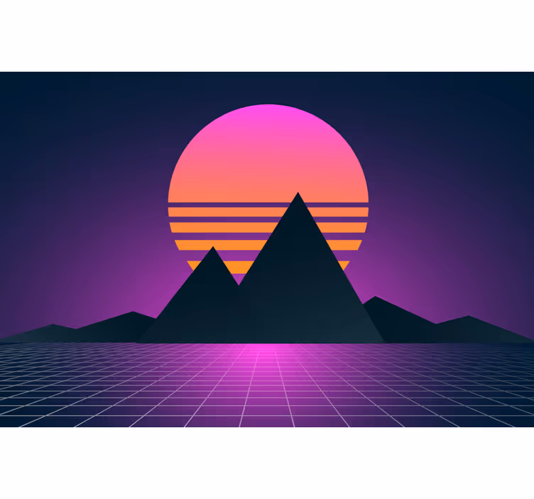 Purple wall mural vintage and retro sun - TenStickers
