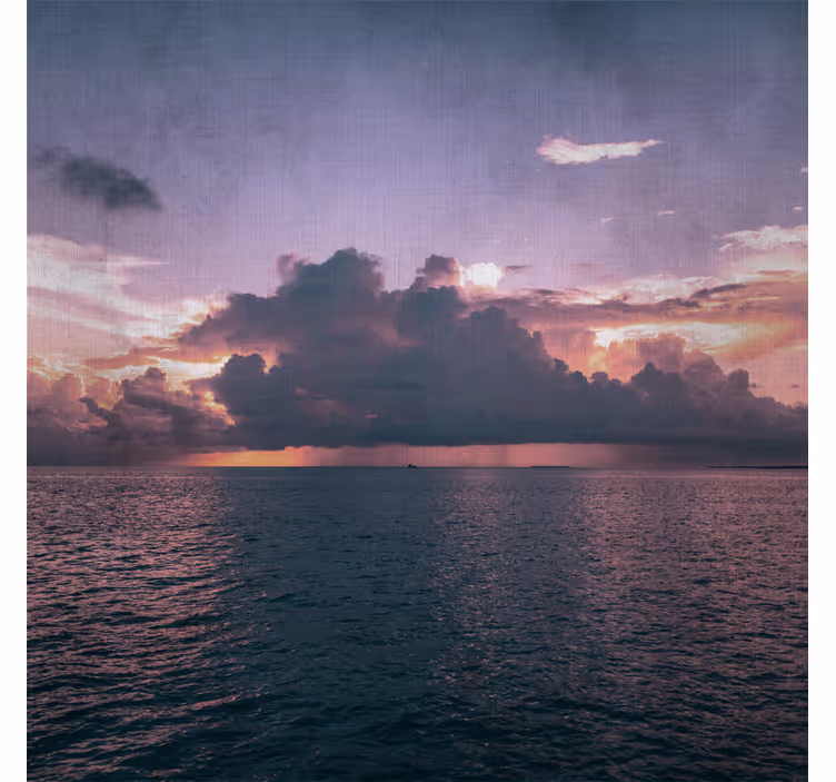 Purple wall mural cloudy calm ocean - TenStickers