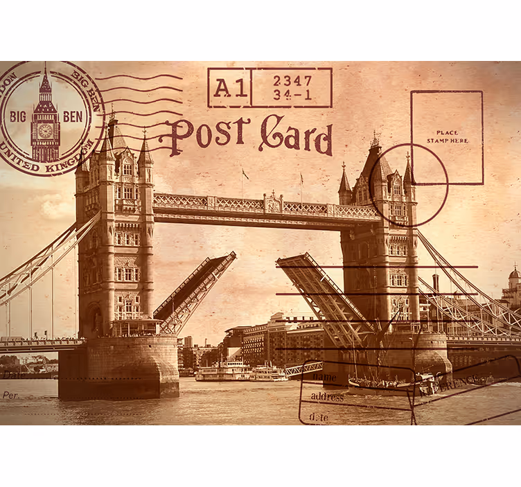 London wall mural vintage london postcard - TenStickers