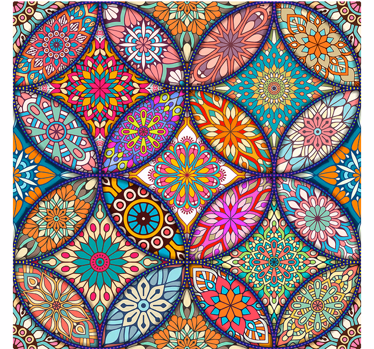 Hallway wall mural colorful mandalas - TenStickers