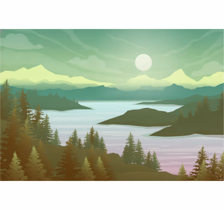 Hallway wall mural river and nature scene - TenStickers