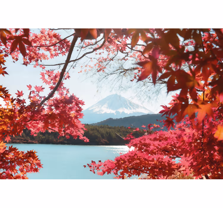 Hallway wall mural red leaves in the forest - TenStickers