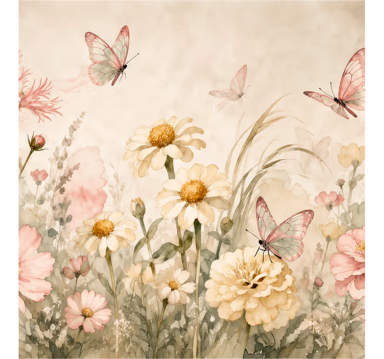 Flower wall mural landscape design - TenStickers