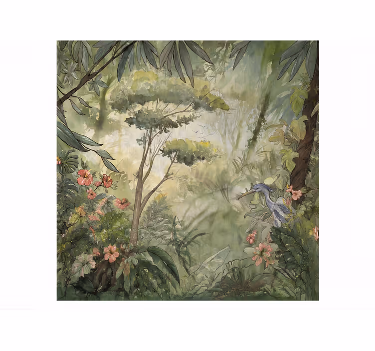 Nature wall mural aquarella tropical jungle - TenStickers