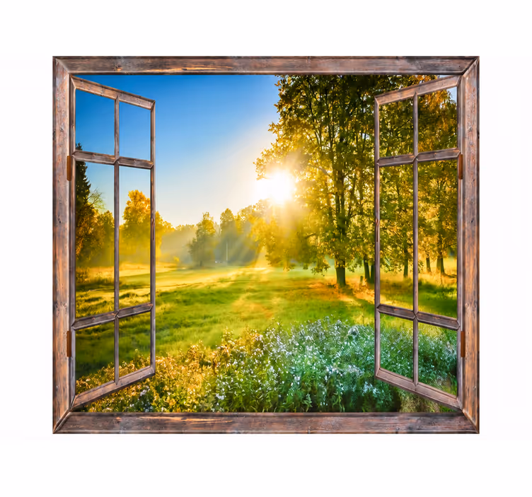 Nature wall mural scenic window view - TenStickers