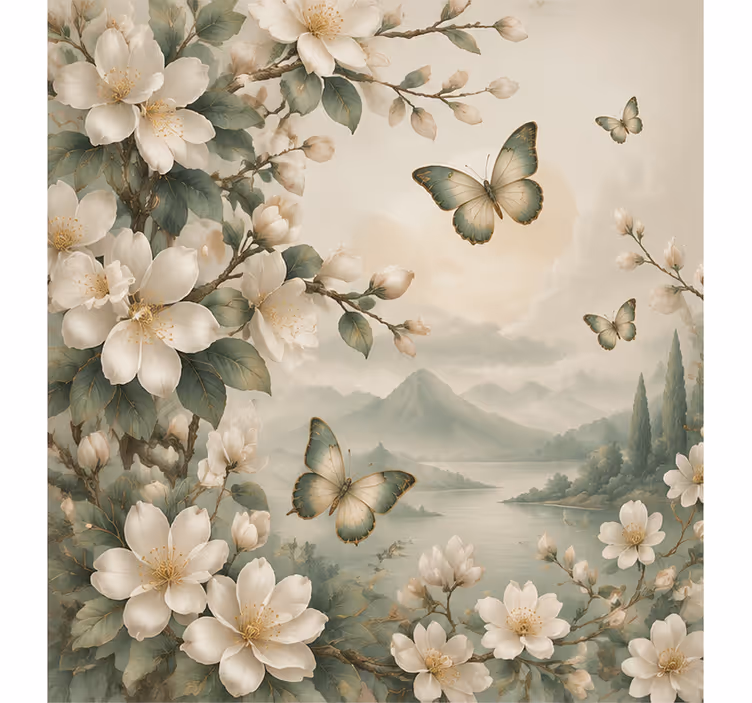 Nature wall mural butterfly artwork - TenStickers