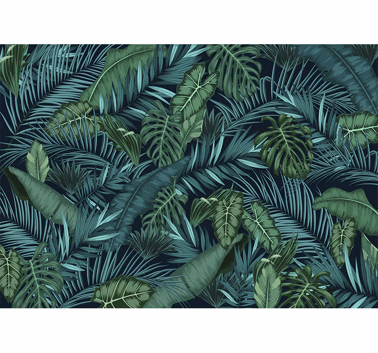 Tropical Foliage Imprint jungle wall mural - TenStickers