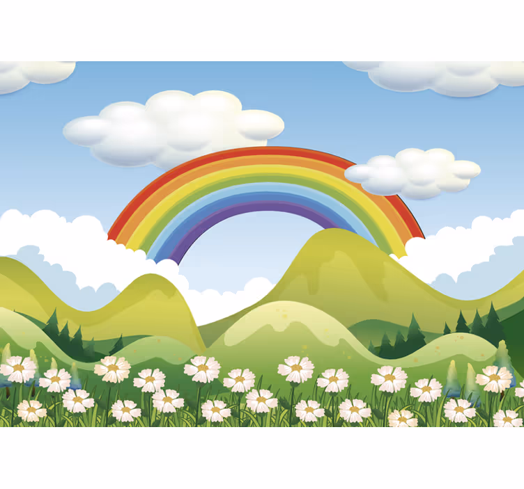 Children´s Wall Murals rainbow above the nature - TenStickers