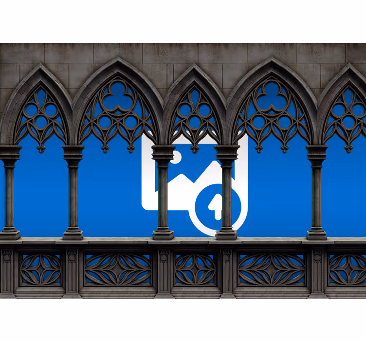 Medieval gothic arches corridor lounge 3d wallpaper - TenStickers