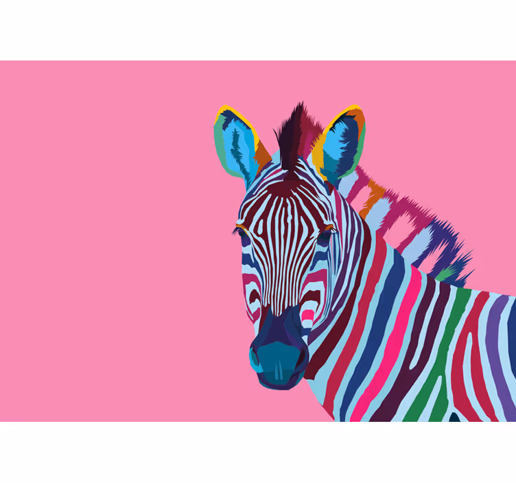 Animal wall mural colorful zebra portrait - TenStickers