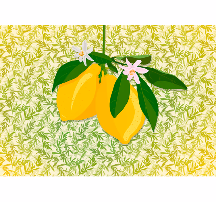 Flower wall mural lemon branch bloom - TenStickers
