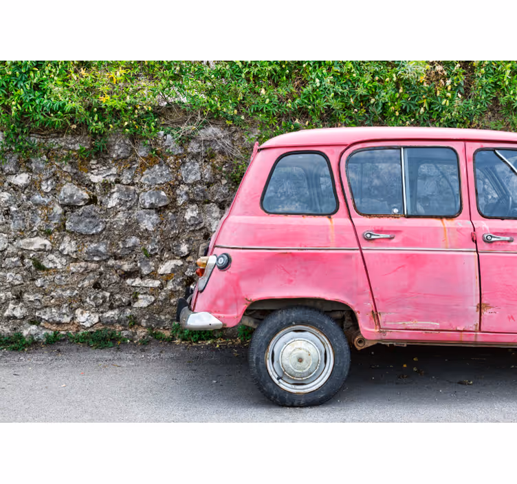 Pink Car vintage wall mural - TenStickers