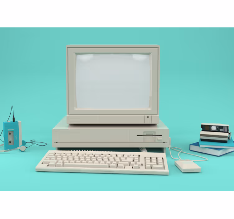 Vintage Computer Setup vehicle wall mural - TenStickers