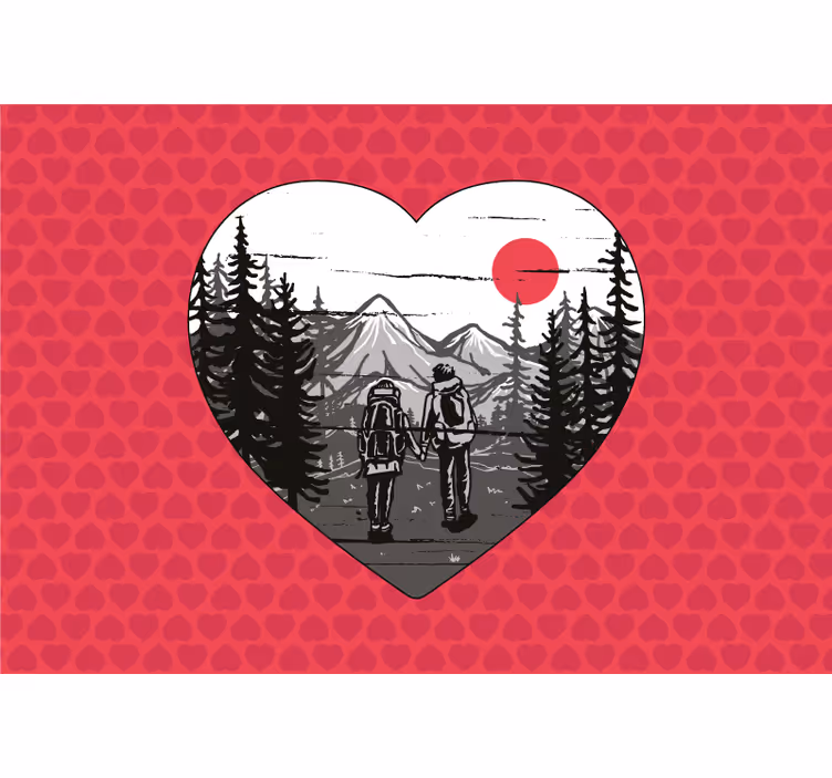 Love wall mural mountain heart journey - TenStickers