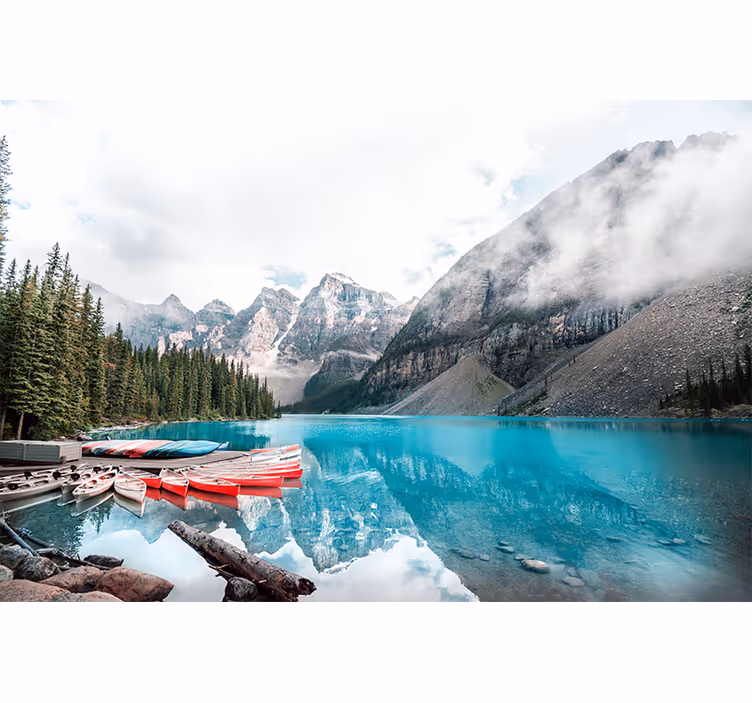 Lakeside Mountain View landscape wall mural - TenStickers