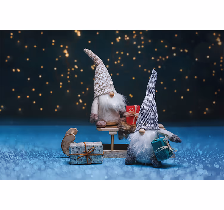 Christmas wall mural festive gnome celebration - TenStickers