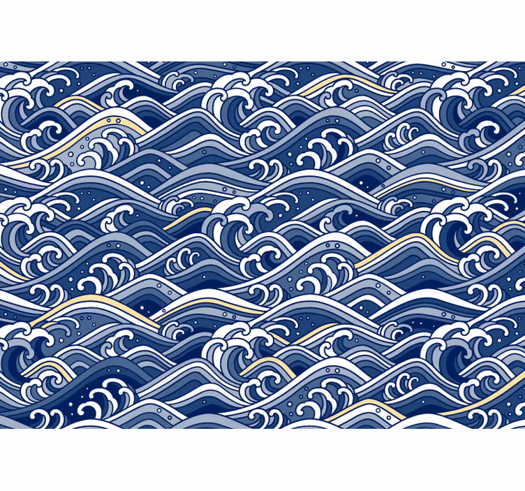 Sea animals wall mural flowing ocean waves - TenStickers