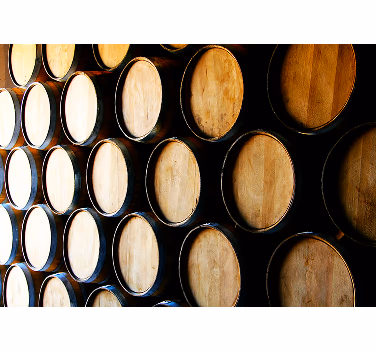 Wooden Barrel Arrangement textured wall mural - TenStickers