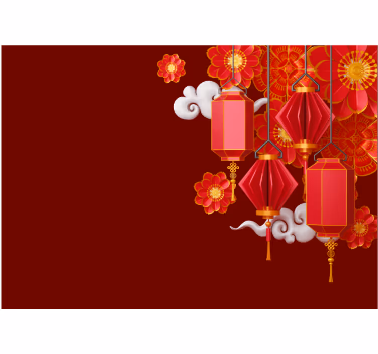 Lanterns and Flowers buddha wall mural - TenStickers