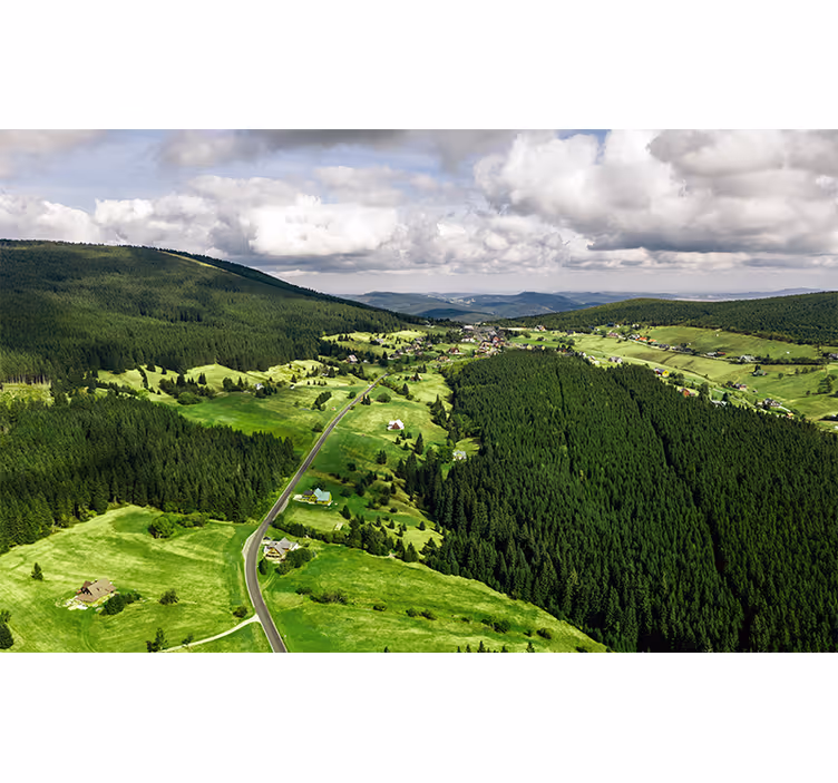 Lush Green Hills landscape wall mural - TenStickers
