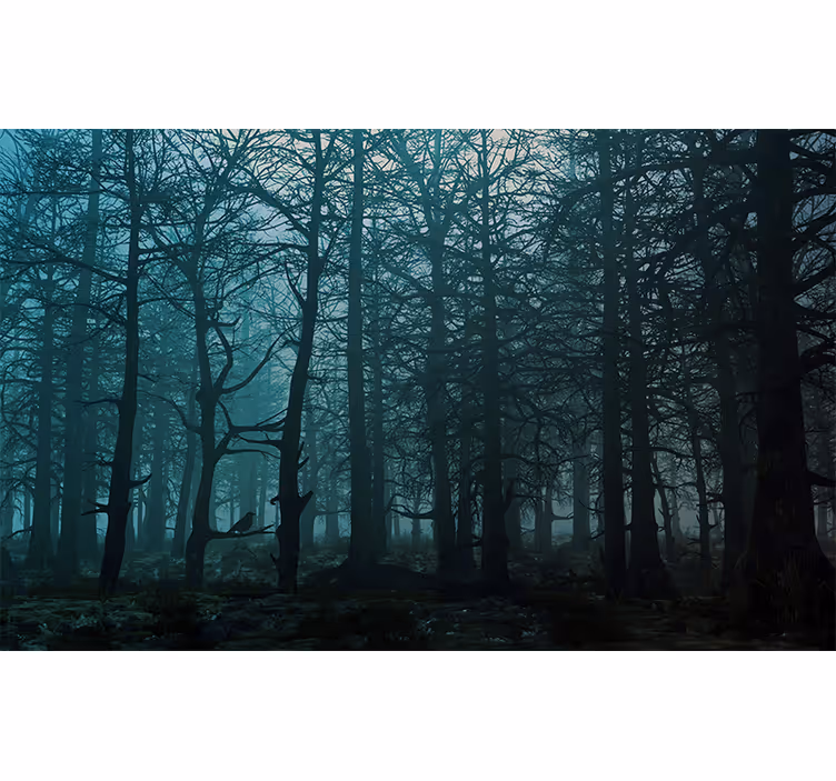 Misty Woodland Vista forest wall mural - TenStickers