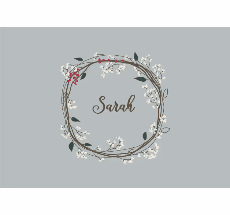Flower wreath with name  custom wall mural - TenStickers
