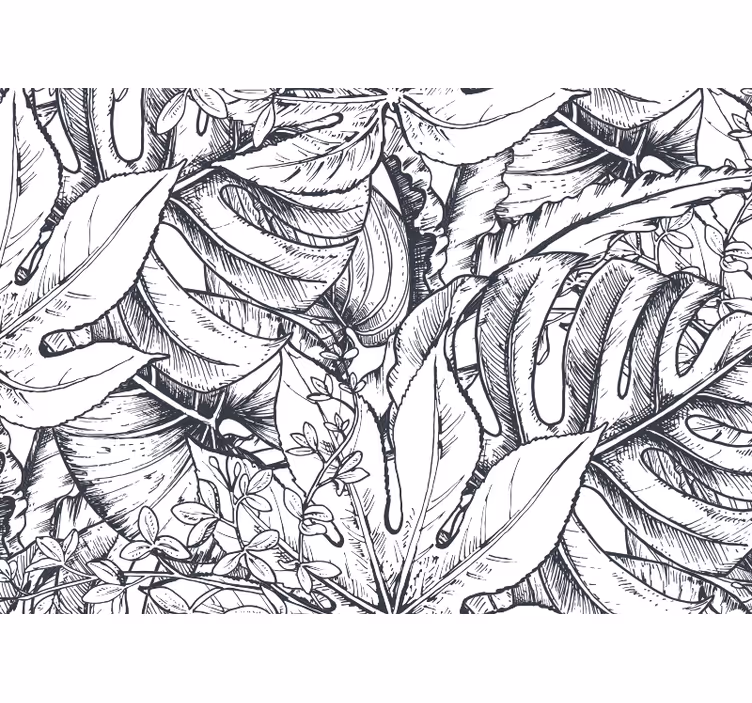 Jungle Black and White nature wall mural - TenStickers