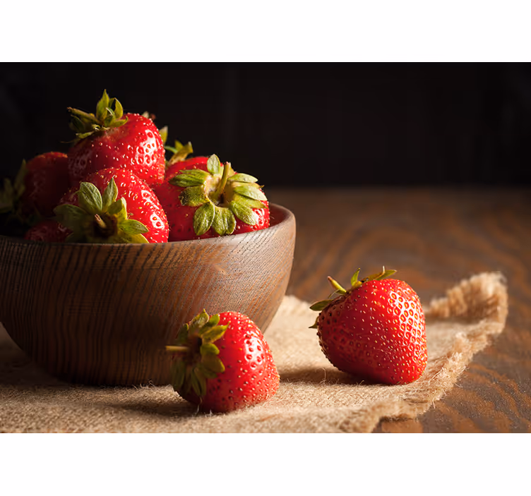 Fresh Strawberry Bowl flower wall mural - TenStickers