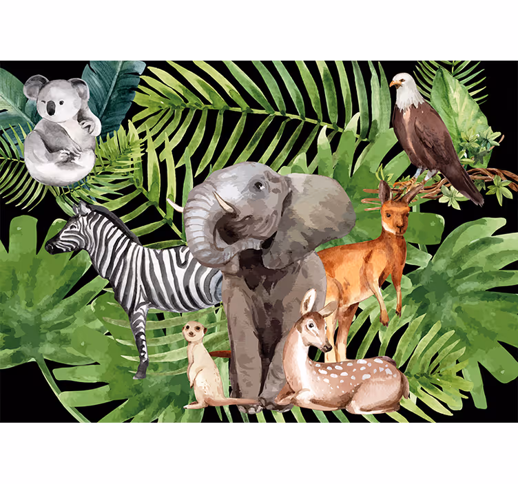 Kids wall mural elephant and friends - TenStickers